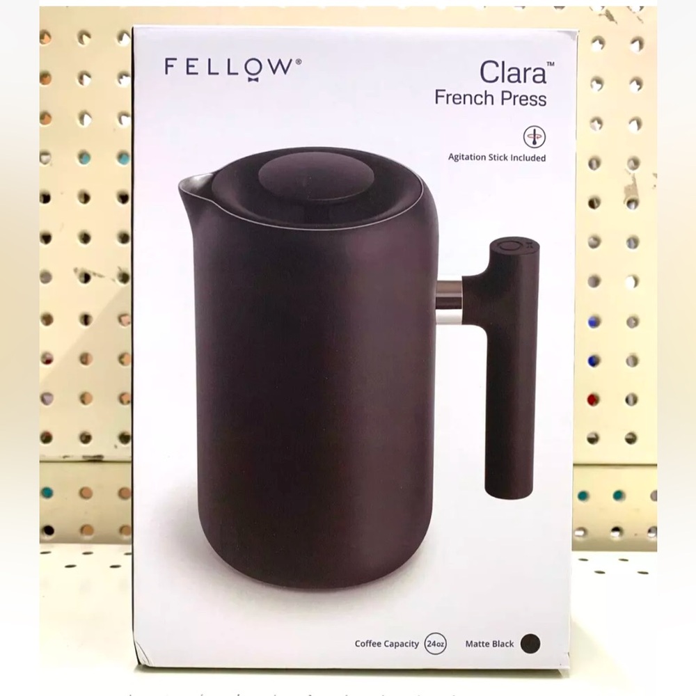 Fellow Clara French Press Coffee Maker Matte Black, 24 oz Capacity